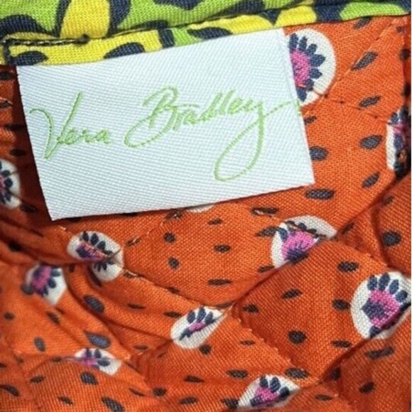 Vera Bradley Bag Rio Carryall Crossbody Quilted Purse Yellow Green Floral Zipper - Picture 6 of 7